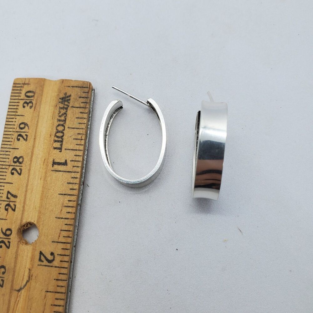 Sterling Silver Hoop Stud Earrings 925